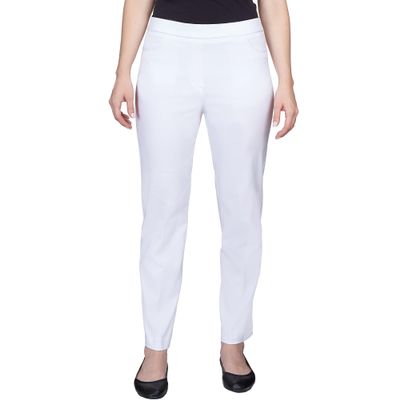 Alfred Dunner Womens Allure Slimming Missy Short Stretch Pants - Modern Fit, Figure Flattering Style, Contoured Cut, White, 14