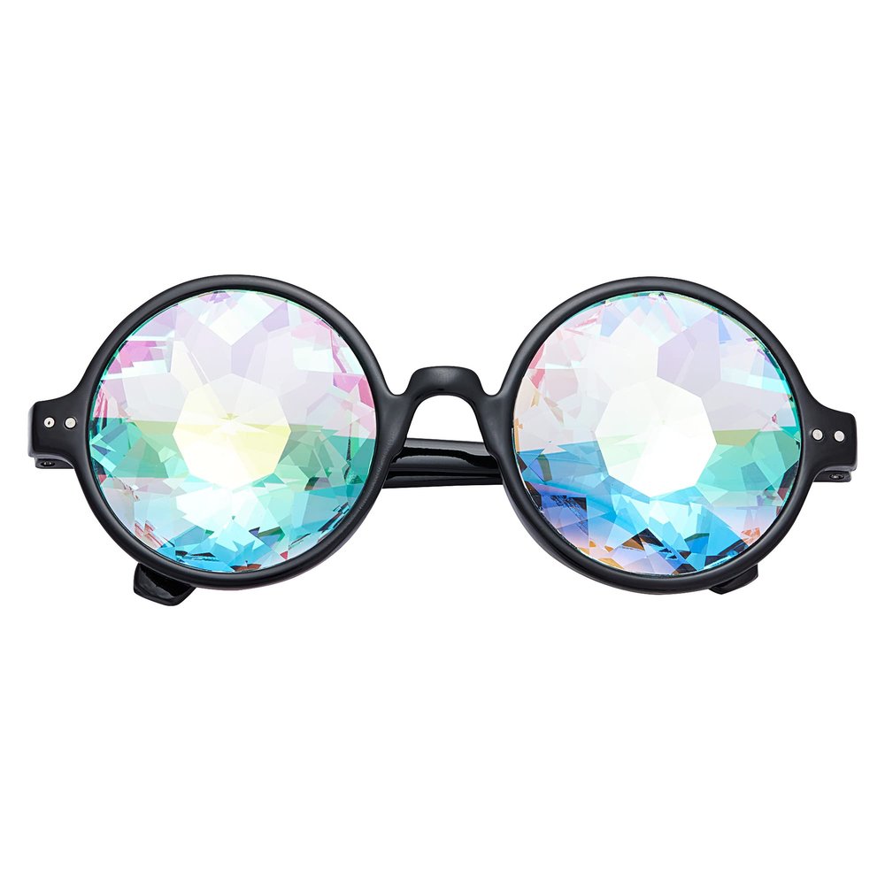 Lelinta Kaleidoscope Goggles Round Glasses with Crystal Lenses,Perfect for Cosplay, Costume Parties and Fashion Looks