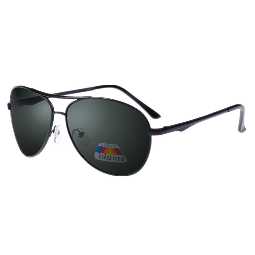 Shiratori Classic Men's Metal Frame Retro Polarized Sunglasses Dark Green
