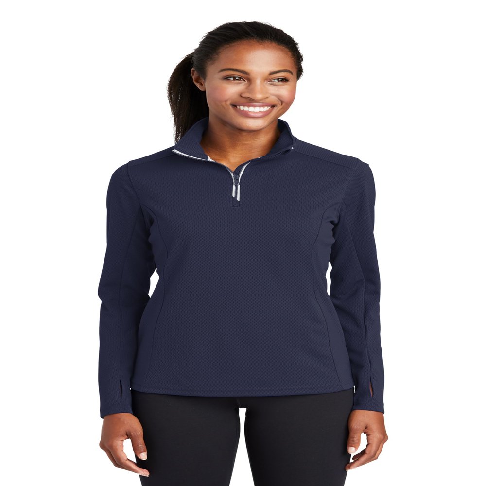 SPORT-TEK Women's Sport-Wick Textured Quarter Zip Pullover, True Navy, Small