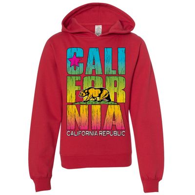 California Republic Neon Retro Bold Youth Sweatshirt Hoodie - Red Small