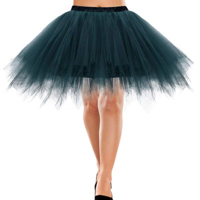 Bbonlinedress Green Tutu Adult Halloween Party Tulle Skirt Birthday Ballet Dance 80s Fluffy Tutus for Women Dark Green M