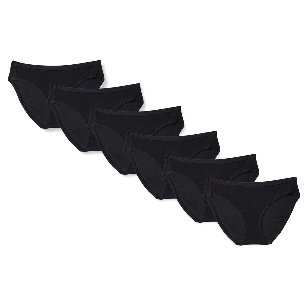 Amazon Essentials Women's Cotton Bikini Brief Underwear (Available in Plus Size), Pack of 6, Black, XX-Large