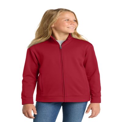 SPORT-TEK Youth Sport-Wick Fleece Full Zip Jacket, Deep Red, S