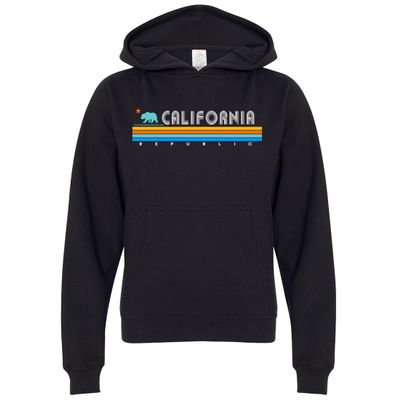 Dolphin Shirt Co California Republic Vintage Stripe Youth Sweatshirt Hoodie - Black Large