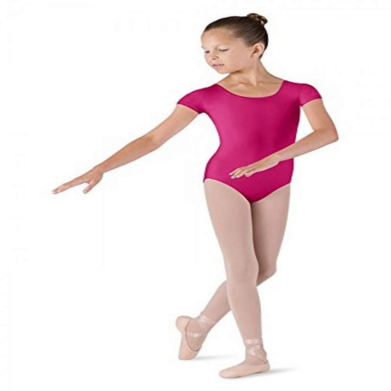 Bloch Dance Girls Dujour Microlux Short sleeve Leotard, Berry, 8-10