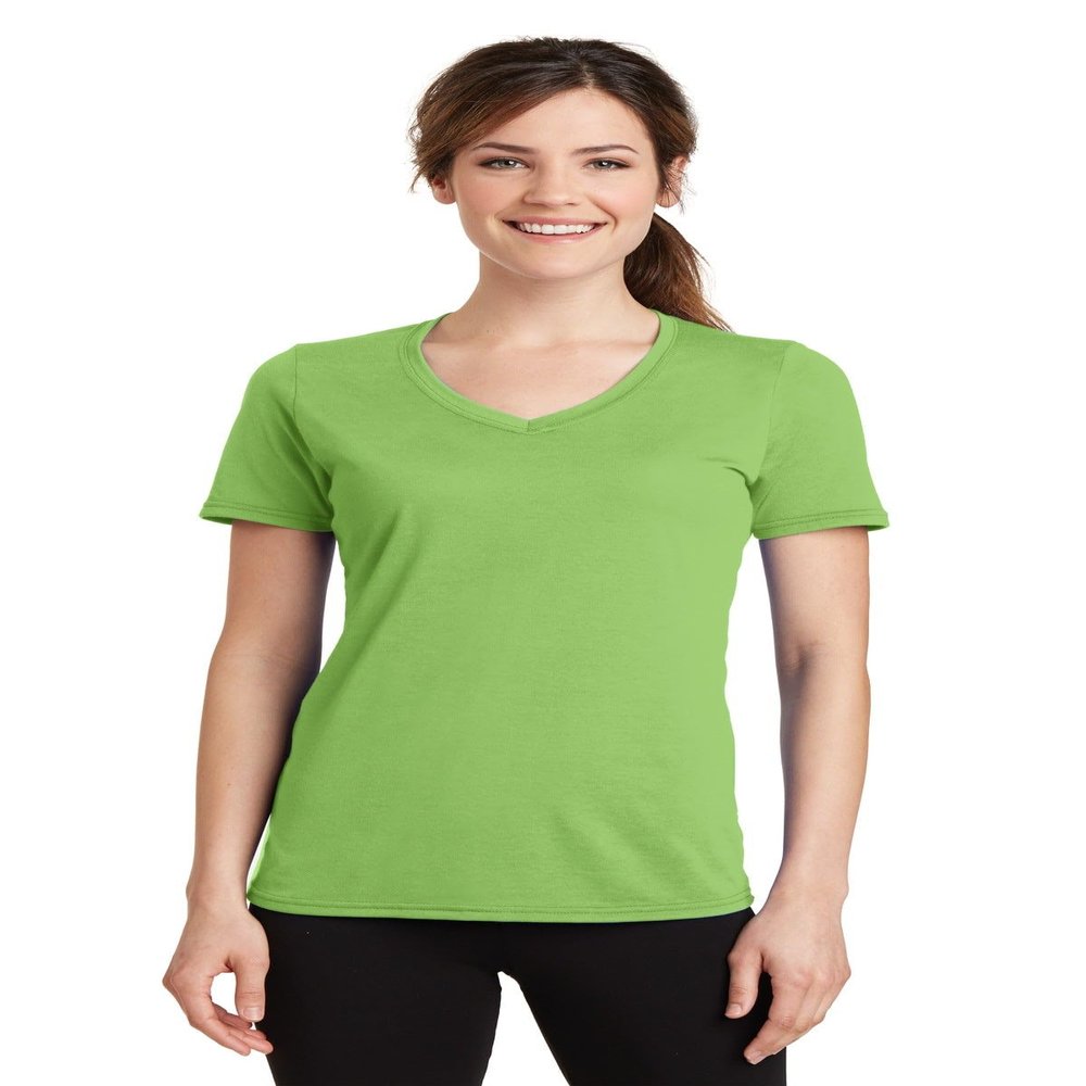 Port & Company Ladies Performance Blend V-Neck Tee Lime XL