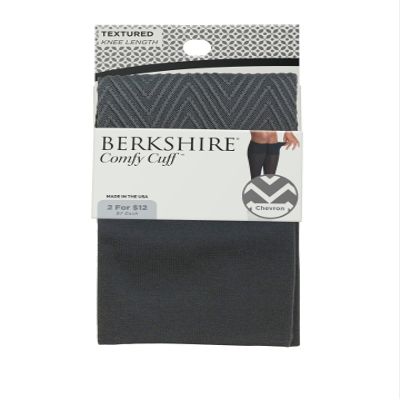 Berkshire Women's Plus-size Comfy Cuff Chevron Trouser Socks Sockshosiery, dark grey, Plus Size