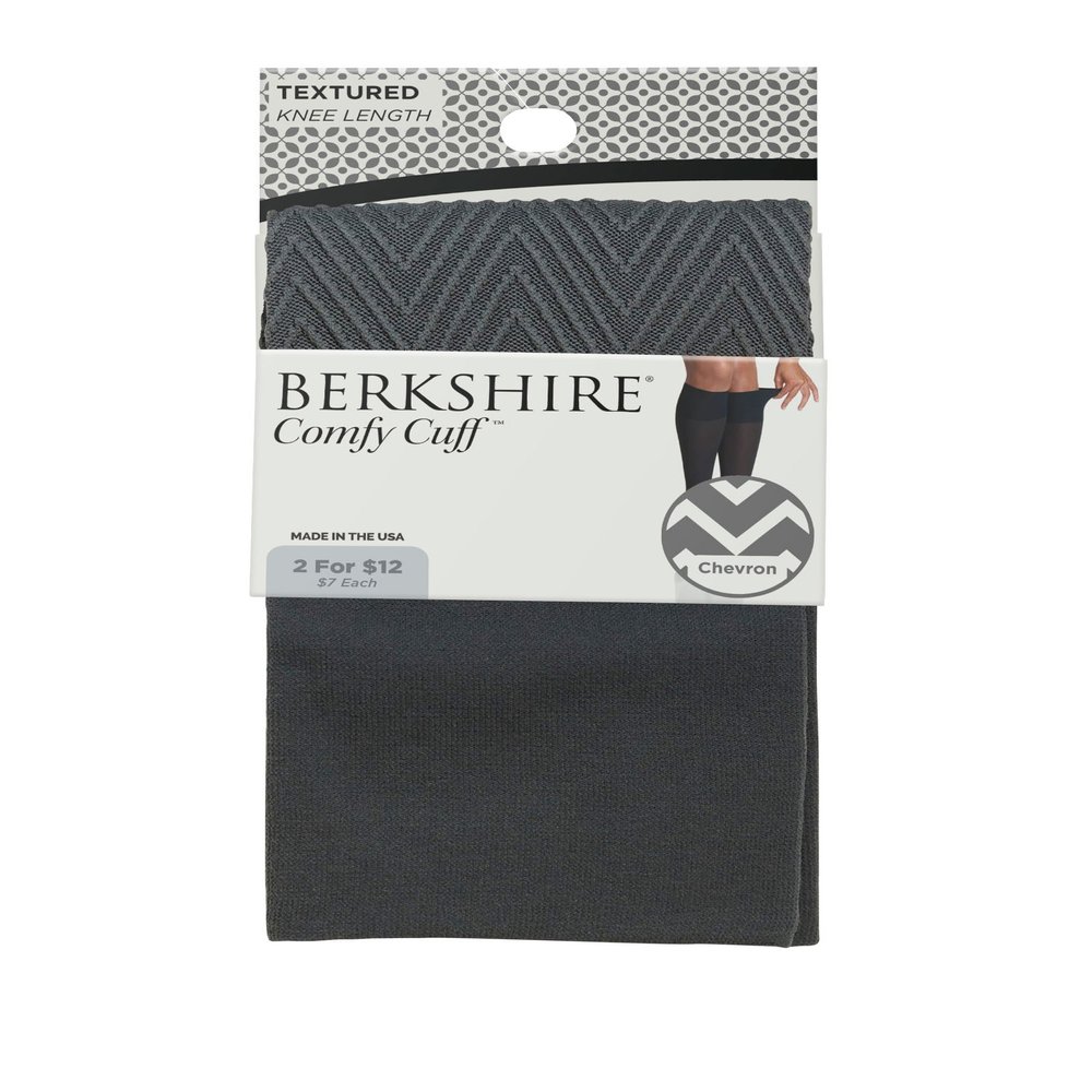 Berkshire Women's Plus-size Comfy Cuff Chevron Trouser Socks Sockshosiery, dark grey, Plus Size