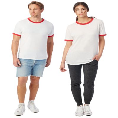 Alternative Men's Keeper Ringer Tee, White/Red, X-Large