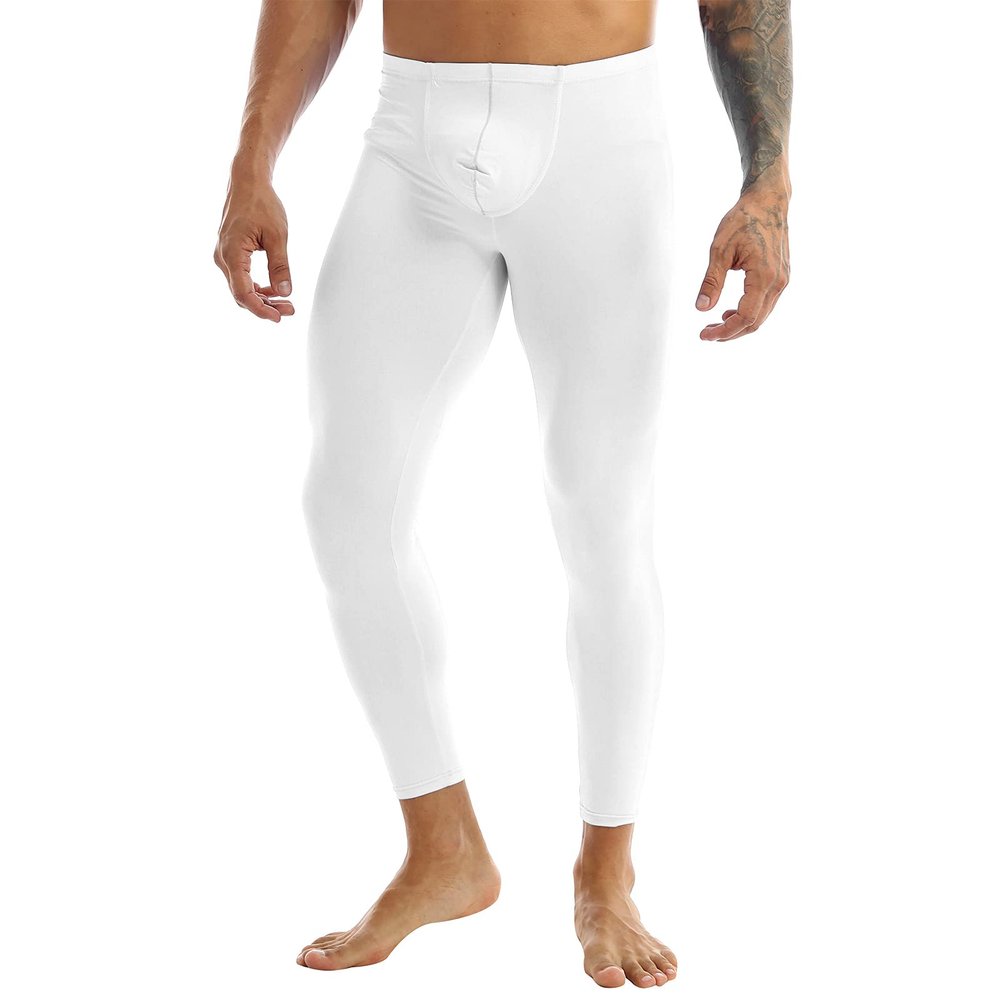 iEFiEL Mens Mesh See Through Home Lounge Pants Nightwear (M, Silk White)