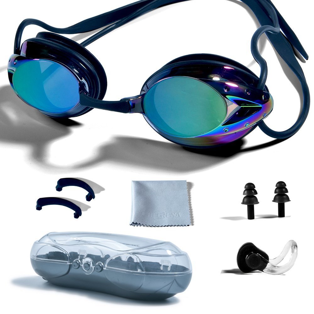 PHELRENA Swimming Goggles, Professional Swim Goggles Anti Fog UV Protection No Leaking for Adult Men Women Kids