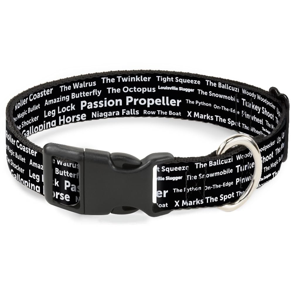 Plastic Clip Collar - Verbiage Sex Positions Black White - Narrow-Medium 8-12"