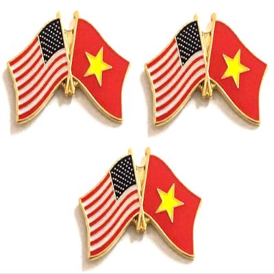 3 Vietnam USA Friendship Flag Lapel Pins Pack of 3 Vietnamese & American Double Flag Pin Badge