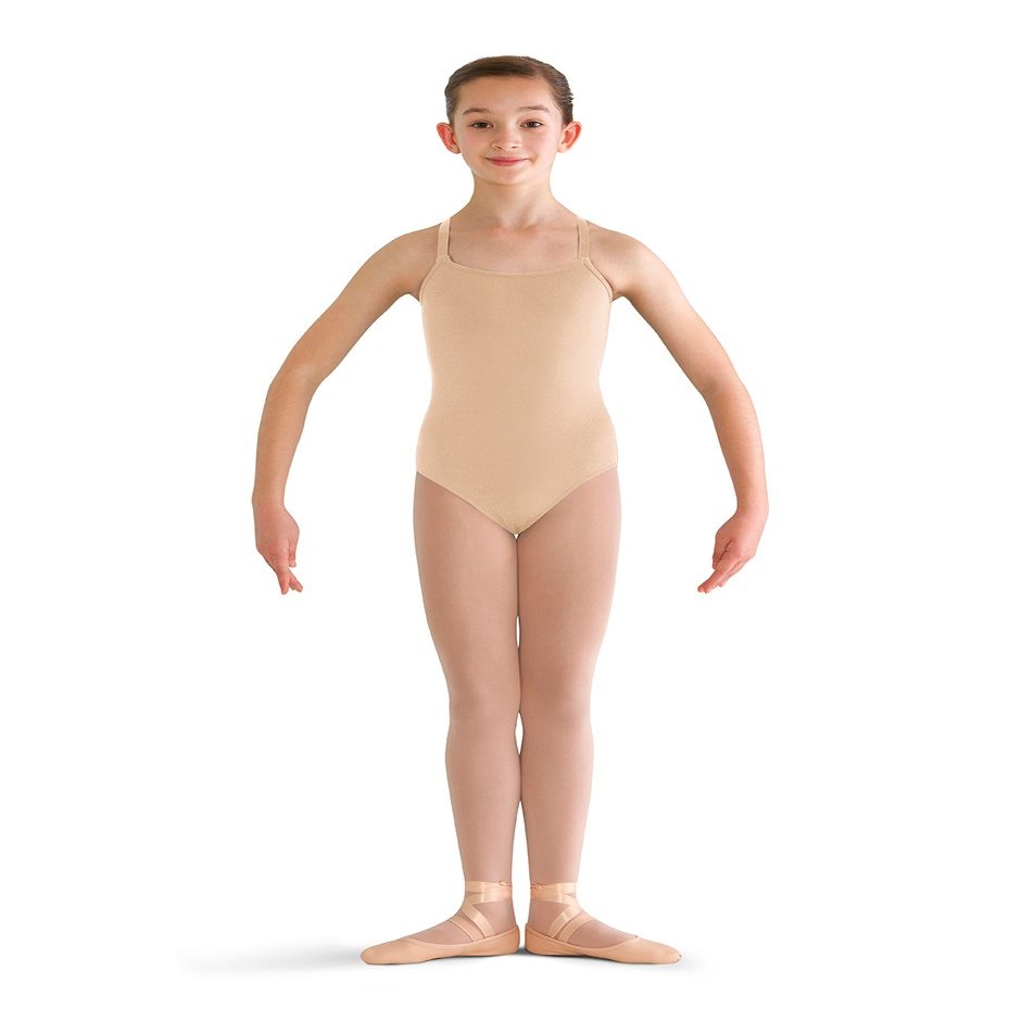Bloch girls Pranay adjustable strap camisole leotard, Sand, Size 2-4 US