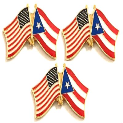 3 Puerto Rico USA Friendship Flag Lapel Pins Pack of 3 Puerto Rican & American Double Flag Pin Badge