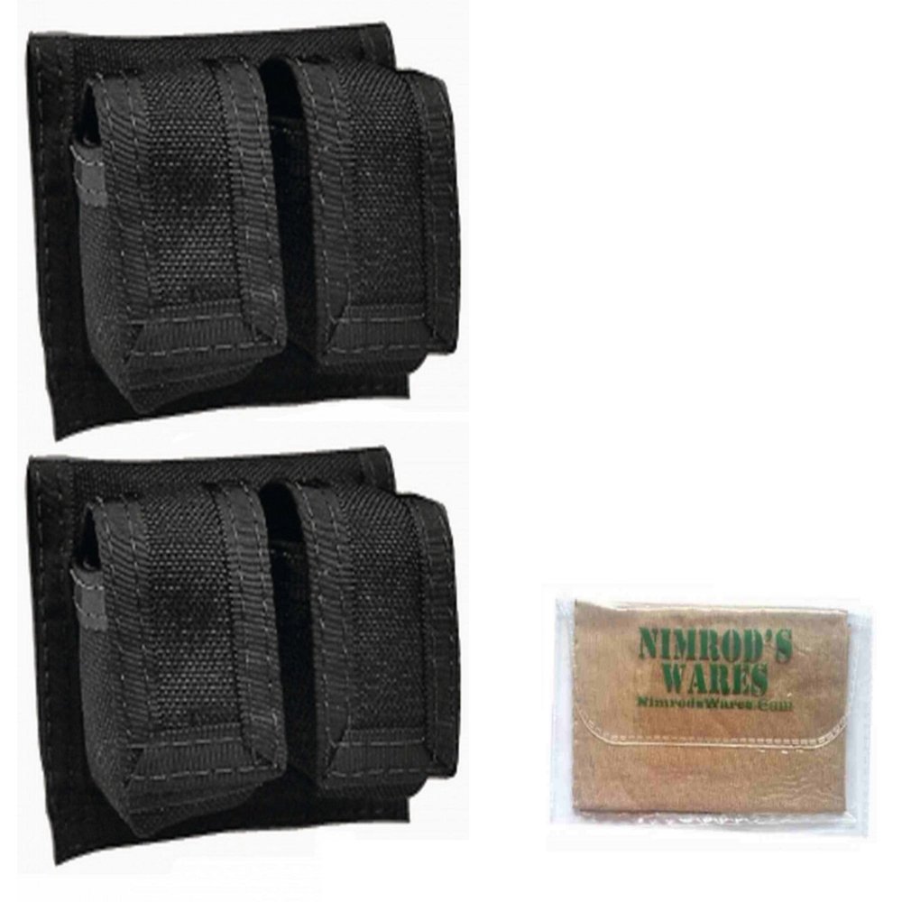 Nimrod's Wares 2-Pack HKS 100B Universal Speedloader Pouches Cordura Black Microfiber Cloth