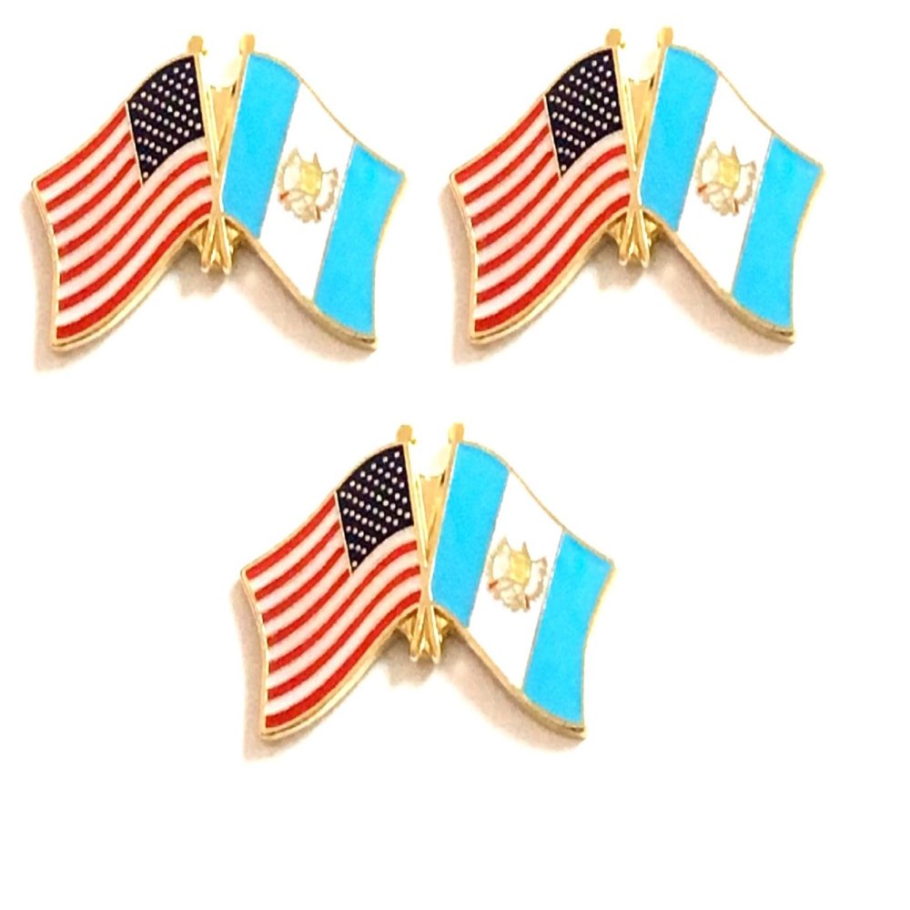 3 Guatemala USA Friendship Flag Lapel Pins Pack of 3 Guatemalan & American Double Flag Pin Badge