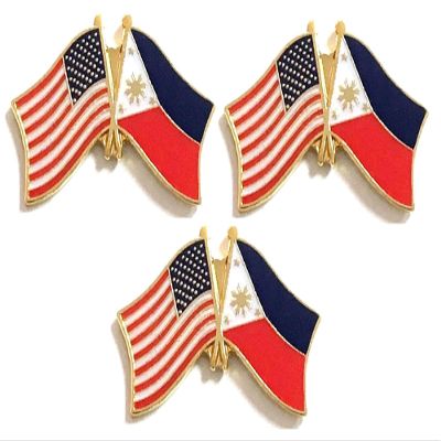 3 Philippines USA Friendship Flag Lapel Pins Pack of 3 Filipino & American Double Flag Pin Badge
