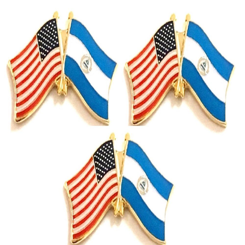 3 Nicaragua USA Friendship Flag Lapel Pins Pack of 3 Nicaraguan & American Double Flag Pin Badge