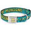 Dog Collar Seatbelt Buckle 6 Minions Standing Where are My Minions Turquoise 9 to 15 Inches 1.0 Inch Wide view 1