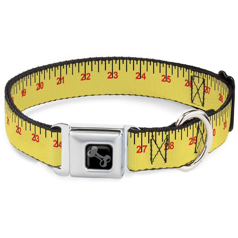 Dog Collar Seatbelt Buckle Measuring Tape Yellow Black Red 18 to 32 Inches 1.5 Inch Wide