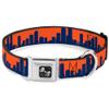 Dog Collar Seatbelt Buckle Denver Solid Skyline Orange Navy 13 to 18 Inches 1.5 Inch Wide view 1
