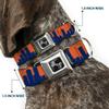Dog Collar Seatbelt Buckle Denver Solid Skyline Orange Navy 13 to 18 Inches 1.5 Inch Wide view 2