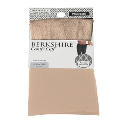 Berkshire Women's Plus Size Comfy Cuff Framed Diamond Trouser Socks, Pale Gold