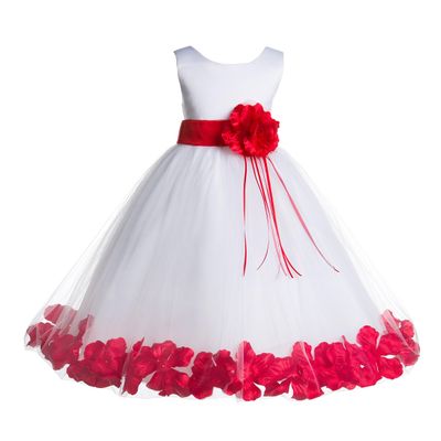 ekidsbridal Floral Rose Petals White Flower Girl Dress Pageant Dresses Junior Flower Girl Dress Birthday Girl 007 4