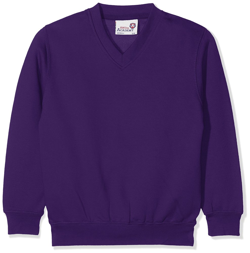 AWDis Academy AC03J Kids Academy V-Neck Sweatshirt - Academy Purple - 9-10 Years