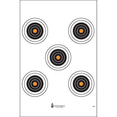 Action Target - 5 Bull's-Eye Paper Target with Orange Centers - 100 Pack - Paper Targets, Shooting Targets