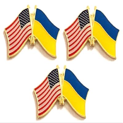 3 Ukraine USA Friendship Flag Lapel Pins Pack of 3 Ukrainian & American Double Flag Pin Badge