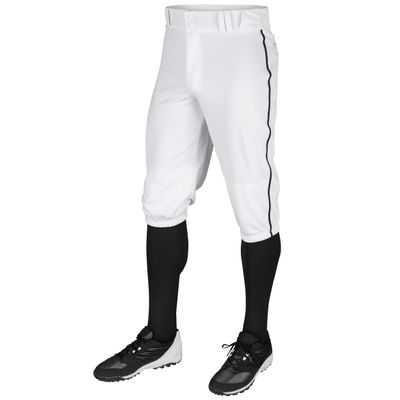 CHAMPRO boys Pipe Triple Crown Polyester Knicker with Braid, White, Black Pipe, X-Large US