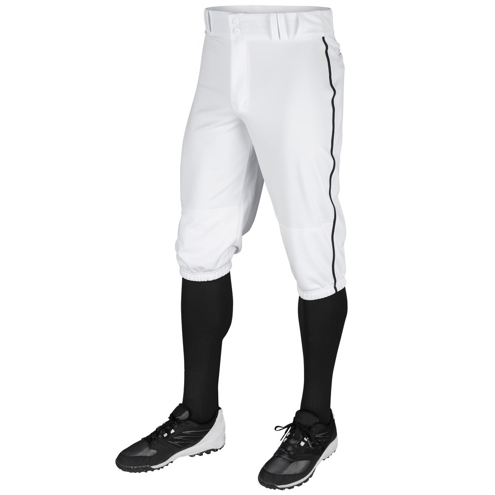 CHAMPRO boys Pipe Triple Crown Polyester Knicker with Braid, White, Black Pipe, X-Large US