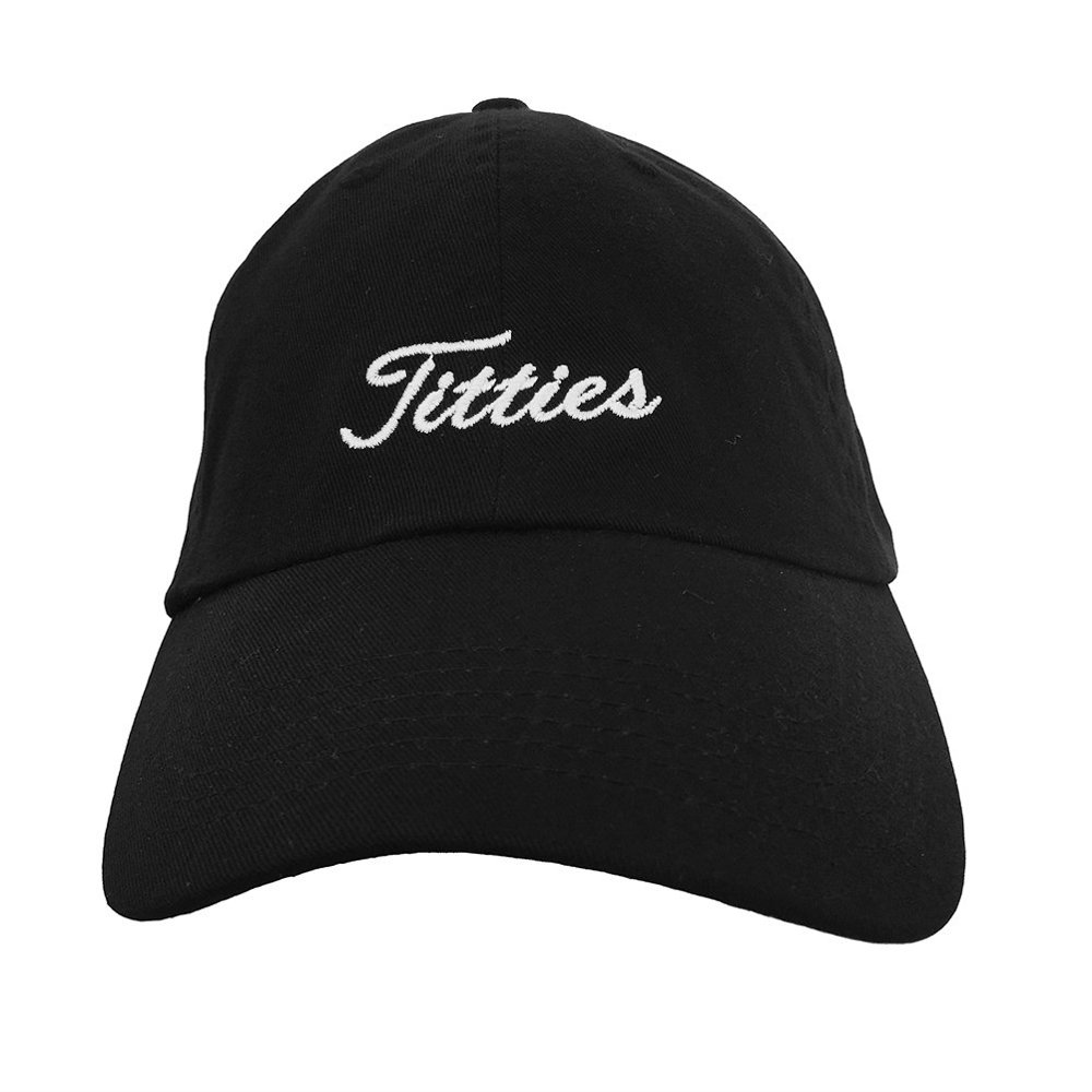 Titties- Black Embroidered Ball Cap