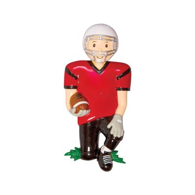 Red Jersey Football Player Personalized Christmas Ornament
