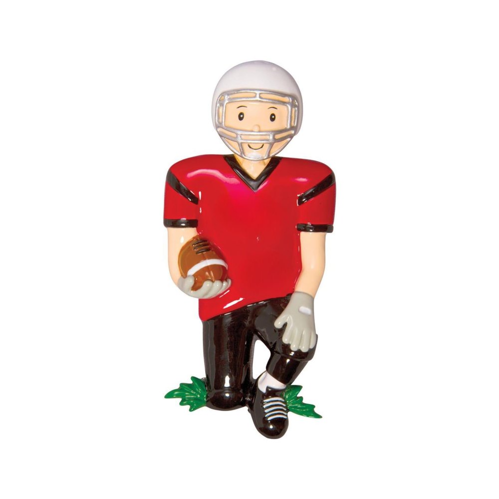 Red Jersey Football Player Personalized Christmas Ornament