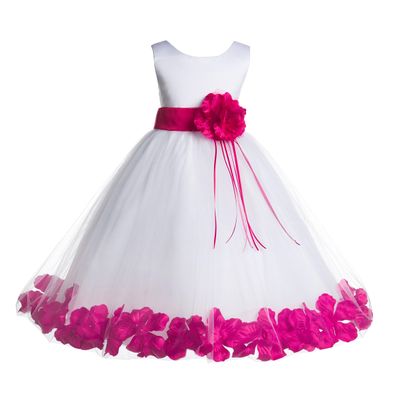 ekidsbridal Floral Rose Petals White Flower Girl Dress Pageant Dresses Junior Flower Girl Dress Birthday Girl 007 12