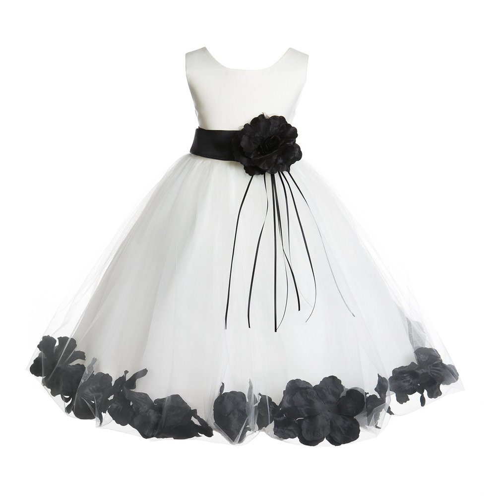 Wedding Pageant Floral Rose Petals Ivory Tulle Flower Girl Dress Toddler 007 2