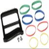 Rolyan Ergonomic Hand Exerciser with Plastic Handle, Adjustable Grip Strength Trainer with 4 ColorCoded Rubber Bands, Finger & Hand Exerciser for Therapy, Rehab, Strength Training, Black view 1