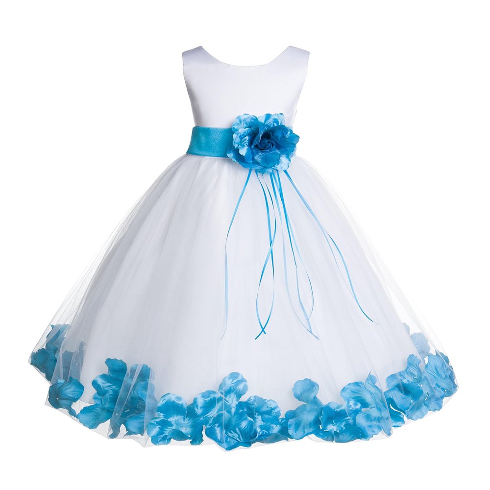 ekidsbridal Floral Rose Petals White Flower Girl Dress Pageant Dresses Junior Flower Girl Dress Birthday Girl 007 2