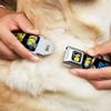 Dog Collar Seatbelt Buckle Minions Soccer 2 Poses on The Ball Yellow Card Black 9 to 15 Inches 1.0 Inch Wide view 2
