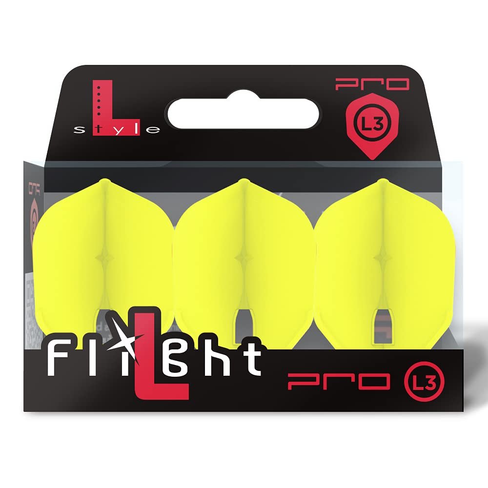 LSTYLE Dart Flights - L3 PRO Shape - Yellow | Set of 3 | for Soft & Steel Tip Darts