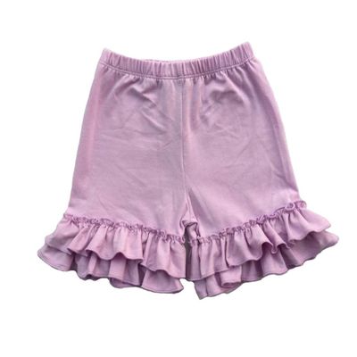 Coralup Little Girls Solid Color Ruffles Cotton Shorts (Lavender,5-6 Years)