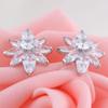 Grace Jun Bridal AAA Cubic Zirconia Clip on Earrings Non Piercing Copper Material Flower Earrings (platinum plated) view 2