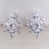 Grace Jun Bridal AAA Cubic Zirconia Clip on Earrings Non Piercing Copper Material Flower Earrings (platinum plated) view 4