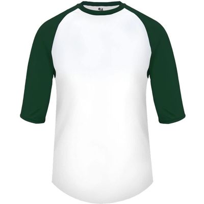 B-Baseball Youth Tee White/Forest Green X-Small