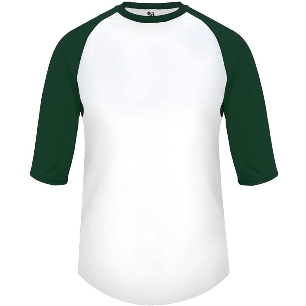B-Baseball Youth Tee White/Forest Green X-Small
