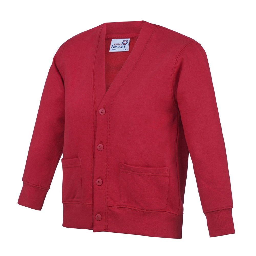 AWDis Academy AC02J Kids Academy Cardigan - Academy Red - 5-6 Years